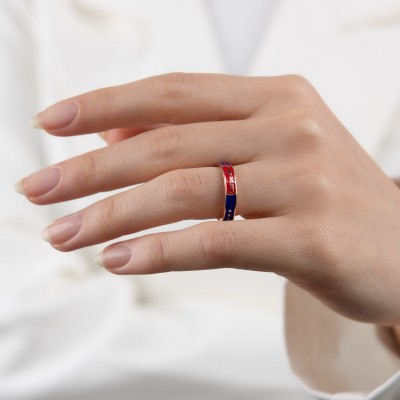 Mode Silver - Ayarlanabilir Ölçülü Renkli Carpe Diem Gümüş Yüzük