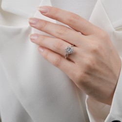 Mode Silver - Baget Taşlı Köşeli Formlu Gümüş Yüzük