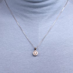 Mode Silver - Baget Taşlı Yuvarlak Form Gümüş Kolye