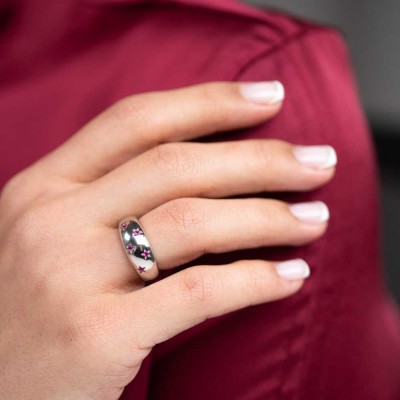  - Bombeli Yıldız Detaylı Gümüş Yüzük