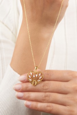  - Doğal taşlı kalpli gümüş kolye