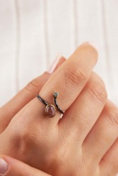  - Doğal taşlı tasarım gümüş yüzük