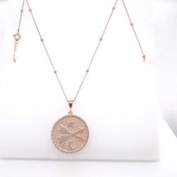 Mode Silver - Dokulu Rose Gold Gümüş Kolye Mode Silver - Dokulu Rose Gold Gümüş Kolye