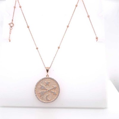 Mode Silver - Dokulu Rose Gold Gümüş Kolye Mode Silver - Dokulu Rose Gold Gümüş Kolye