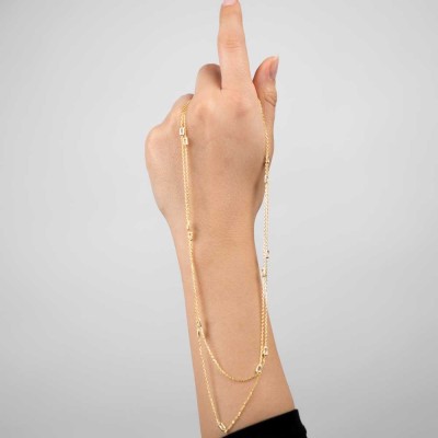 Mode Silver - Gold Baget Gümüş Kolye