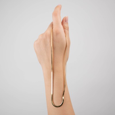 Mode Silver - Gold Rengi İtalyan Zincir Gümüş Kolye