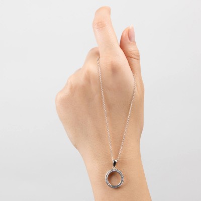 Mode Silver - Gümüş Taşlı Halka Kolye