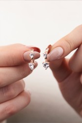 Mode Silver - Kalp Detaylı Halka Küpe