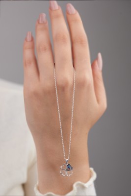  - Kalp detaylı yonca gümüş kolye