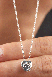 - Kalpli tektaş gümüş kolye  - Kalpli tektaş gümüş kolye