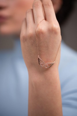 Mode Silver - Kanat Figürü Rose Gold Gümüş Kolye