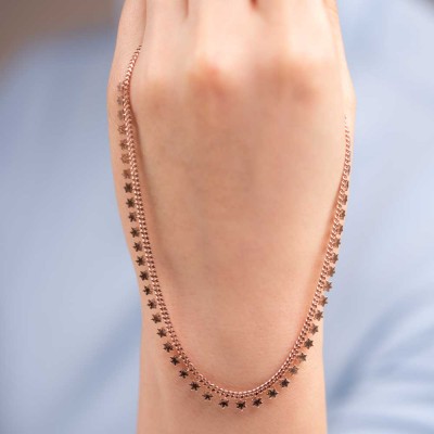 Mode Silver - Kar tanesi Rose Gold Zincir Kolye Mode Silver - Kar tanesi Rose Gold Zincir Kolye