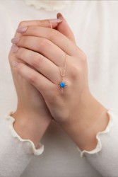 - Opal taşlı kutup yıldızı gümüş kolye  - Opal taşlı kutup yıldızı gümüş kolye
