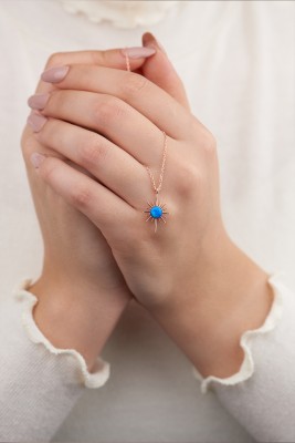  - Opal taşlı kutup yıldızı gümüş kolye
