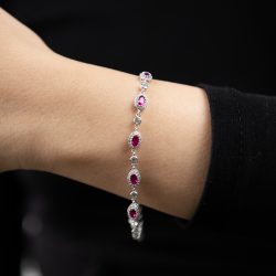 Mode Silver - Pembe Oval Taşlı Gümüş Bileklik Mode Silver - Pembe Oval Taşlı Gümüş Bileklik
