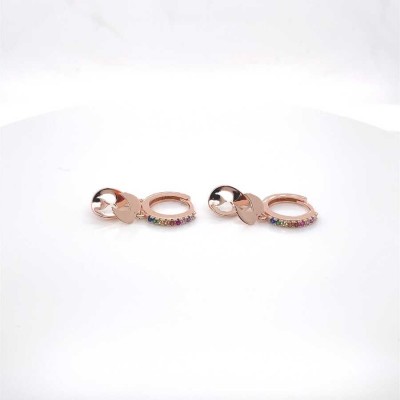 Mode Silver - Renkli Taşlı Gümüş Halka Küpe