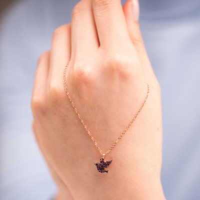 Mode Silver - Renkli Taşlı Kuş Gümüş Kolye Mode Silver - Renkli Taşlı Kuş Gümüş Kolye