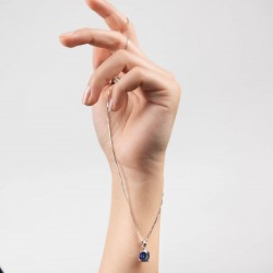 Mode Silver - Renkli Tektaş Gümüş Kolye