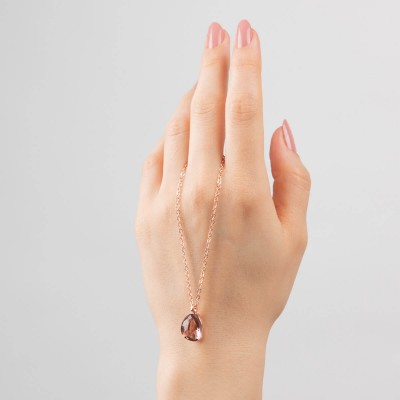 Mode Silver - Renkli Tektaş Rose Gold Gümüş Kolye Mode Silver - Renkli Tektaş Rose Gold Gümüş Kolye