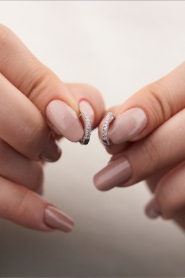 Mode Silver - Taşlı Gümüş Halka Küpe