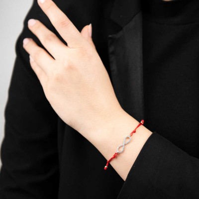 Mode Silver - Sonsuzluk Figürü İpli Gümüş Bileklik