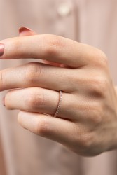 Mode Silver - İnce Tamtur Rose Gold Gümüş Yüzük