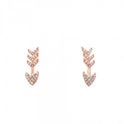 Mode Silver - Taşlı Rose Gold Küpe