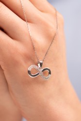 Mode Silver - Taşlı Sonsuzluk Gümüş Kolye