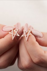 Mode Silver - Taşlı Yıldız Figürlü Gümüş Küpe