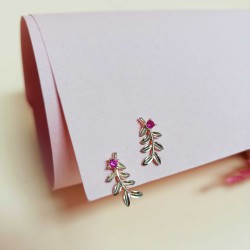 Mode Silver - Yaprak Motifli Rose Gold Gümüş Küpe Mode Silver - Yaprak Motifli Rose Gold Gümüş Küpe