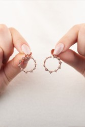  - Yıldız detaylı gümüş halka küpe