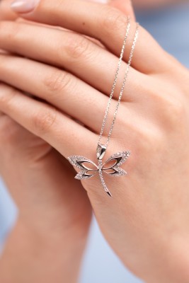 Mode Silver - Taşlı Gümüş Yusufçuk Kolye